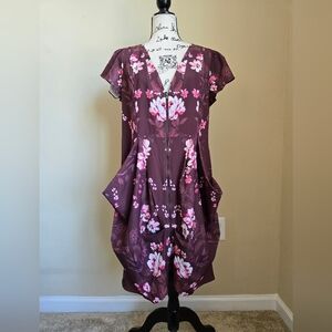 City Chic Tunic Garland Dress Womens 12 Floral Lightweight